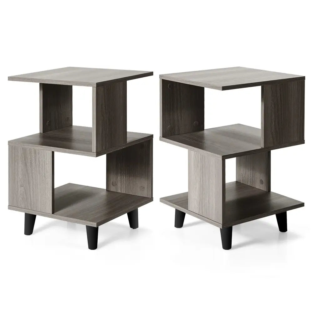 2 Pieces Wooden Modern Nightstand Set with Legs for Living Room Costway