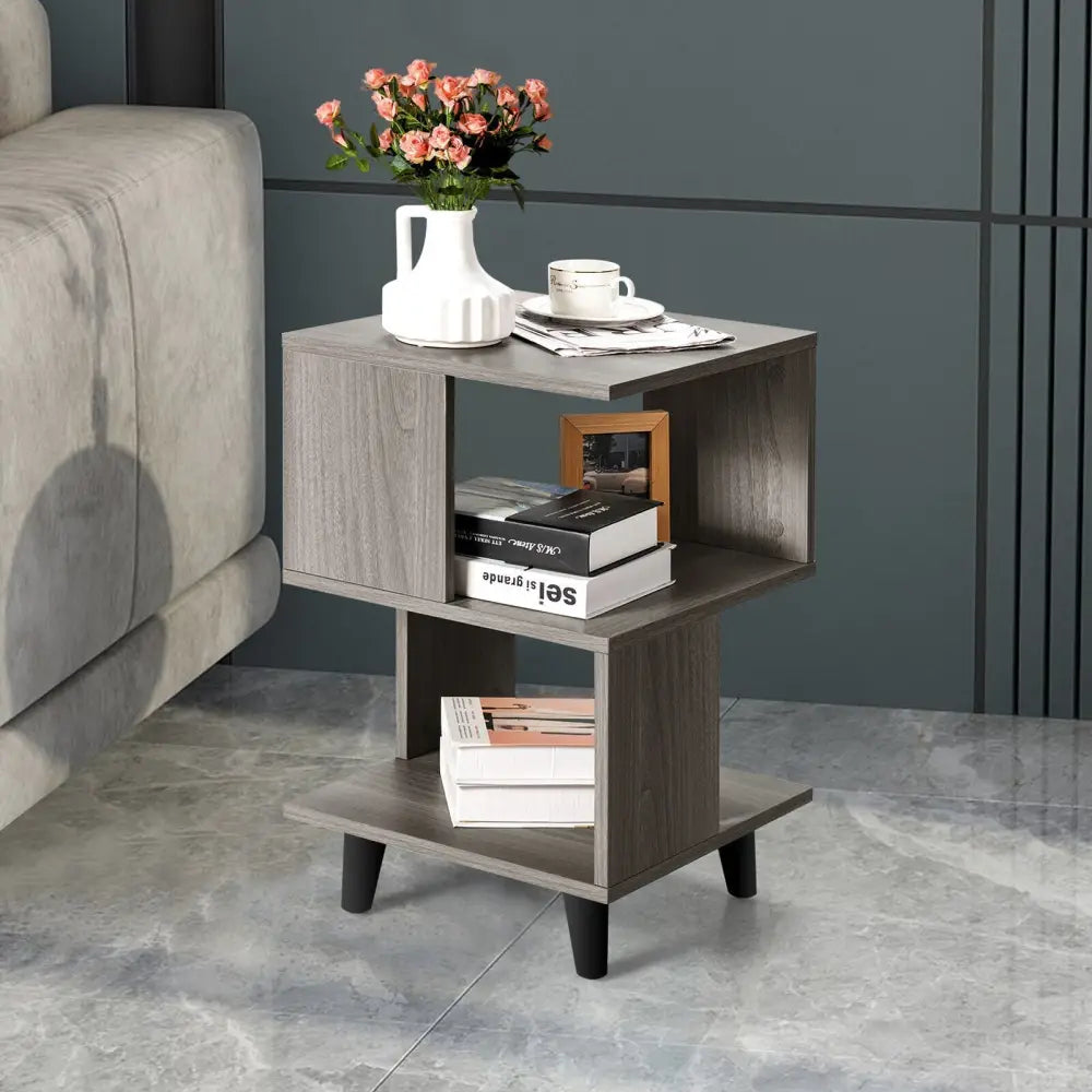 2 Pieces Wooden Modern Nightstand Set with Legs for Living Room Costway