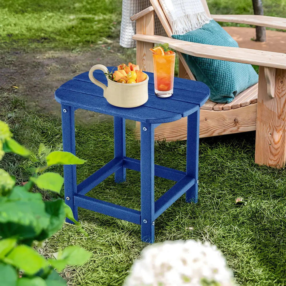 2-Pieces18 Inches Adirondack Outdoor Side Table for Patio and Garden-Navy - Navy - Patio Coffee Tables