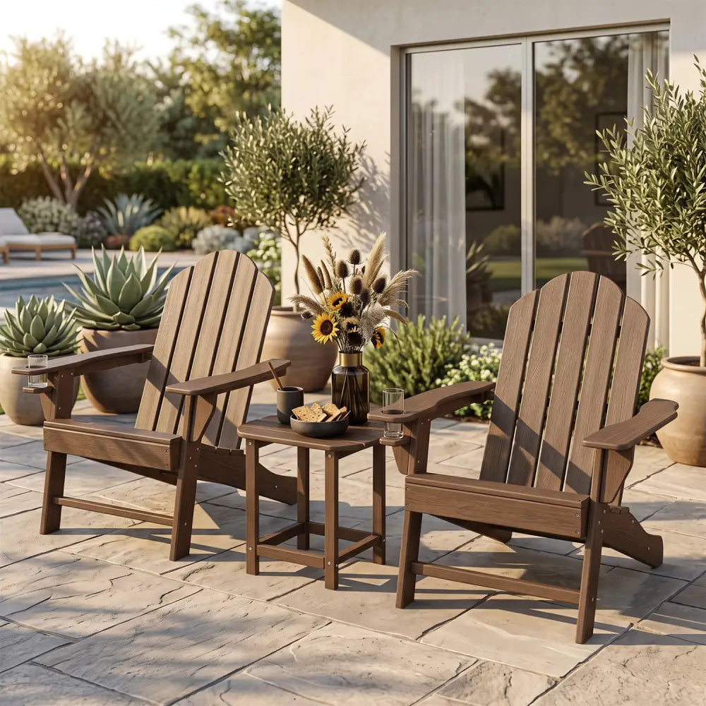 2-Pieces18 Inches Adirondack Outdoor Side Table for Patio and Garden-Coffee - Coffee - Patio Coffee Tables