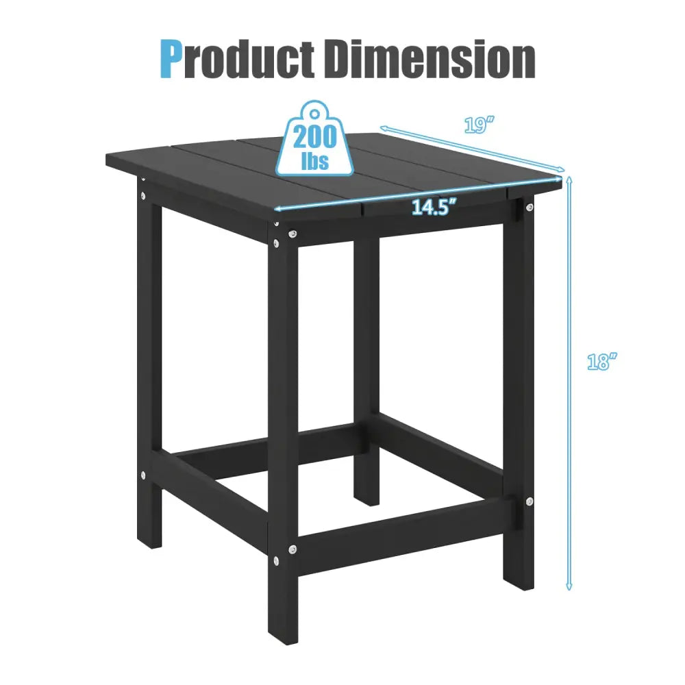 2-Pieces18 Inches Adirondack Outdoor Side Table for Patio and Garden-Black - Black - Patio Coffee Tables