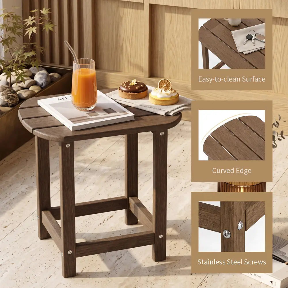 2-Pieces18 Inches Adirondack Outdoor Side Table for Patio and Garden-Coffee - Coffee - Patio Coffee Tables