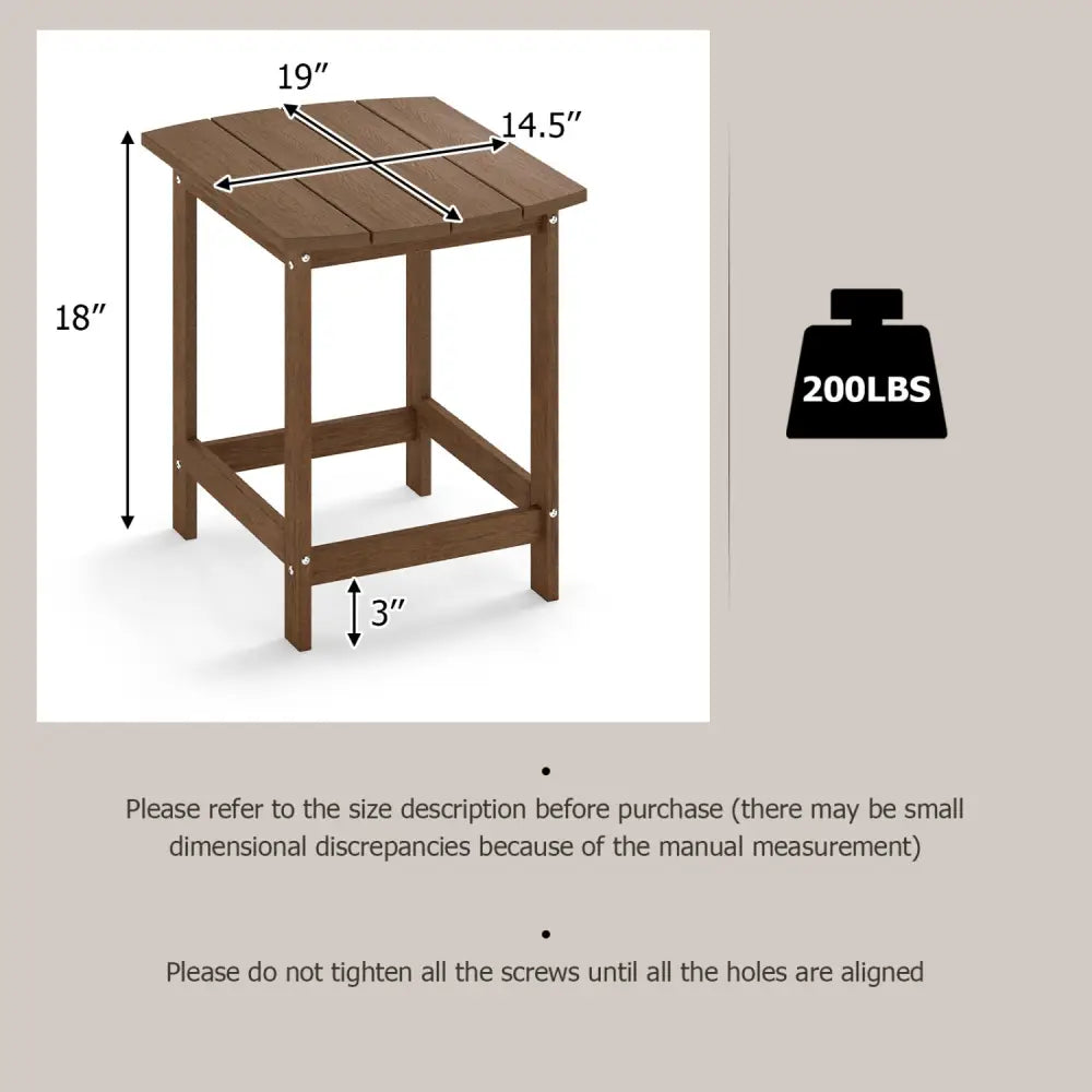 2-Pieces18 Inches Adirondack Outdoor Side Table for Patio and Garden-Coffee - Coffee - Patio Coffee Tables