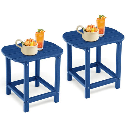 2-Pieces18 Inches Adirondack Outdoor Side Table for Patio and Garden-Navy - Navy - Patio Coffee Tables