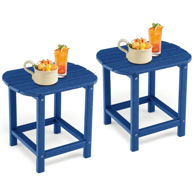2-Pieces18 Inches Adirondack Outdoor Side Table for Patio and Garden-Navy - Navy - Patio Coffee Tables