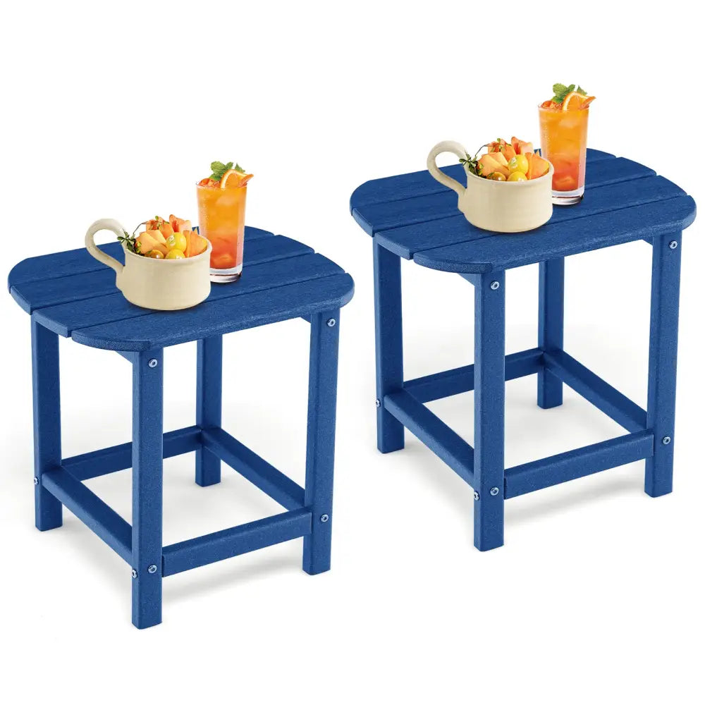 2-Pieces18 Inches Adirondack Outdoor Side Table for Patio and Garden-Navy - Navy - Patio Coffee Tables