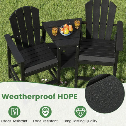 2-Seat Adirondack Chair All-Weather Adirondack Chair with Double Connecting Tray-Black - Black - Adirondack Chairs