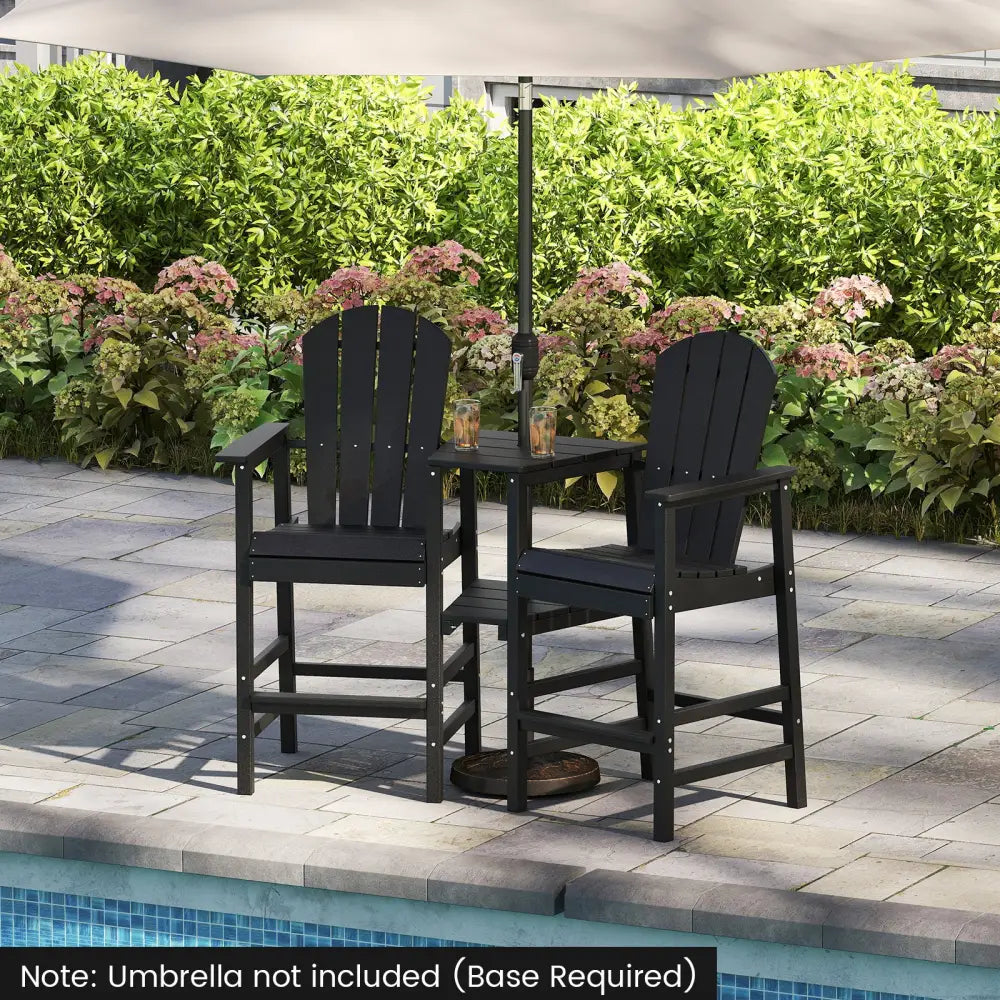 2-Seat Adirondack Chair All-Weather Adirondack Chair with Double Connecting Tray-Black - Black - Adirondack Chairs