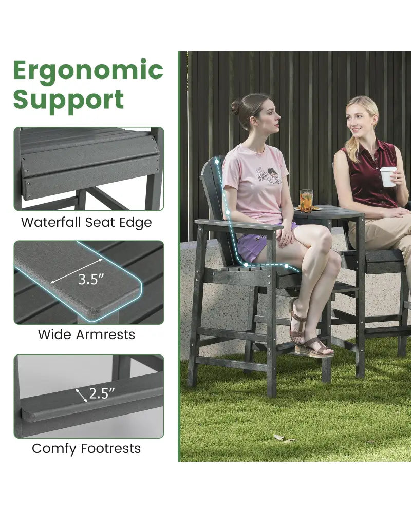 2-Seat Adirondack Chair All-Weather Adirondack Chair with Double Connecting Tray-Gray - Gray - Adirondack Chairs