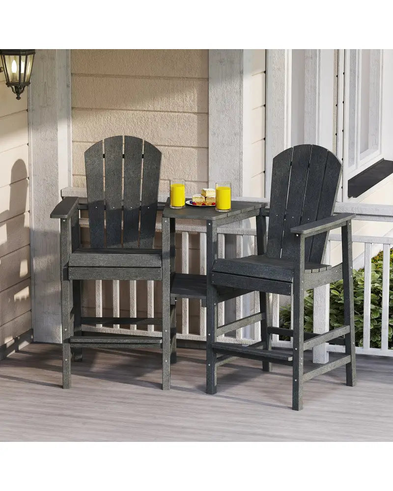 2-Seat Adirondack Chair All-Weather Adirondack Chair with Double Connecting Tray-Gray - Gray - Adirondack Chairs