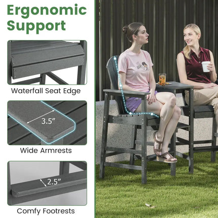 2-Seat Adirondack Chair All-Weather Adirondack Chair with Double Connecting Tray-Gray - Gray - Adirondack Chairs