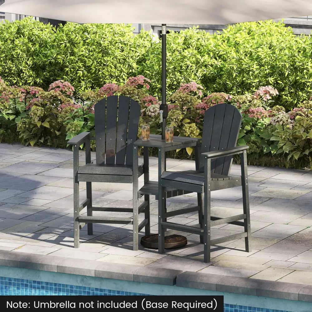 2-Seat Adirondack Chair All-Weather Adirondack Chair with Double Connecting Tray-Gray - Gray - Adirondack Chairs