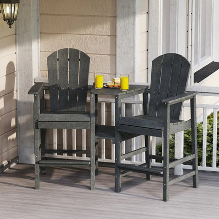 2-Seat Adirondack Chair All-Weather Adirondack Chair with Double Connecting Tray-Gray - Gray - Adirondack Chairs