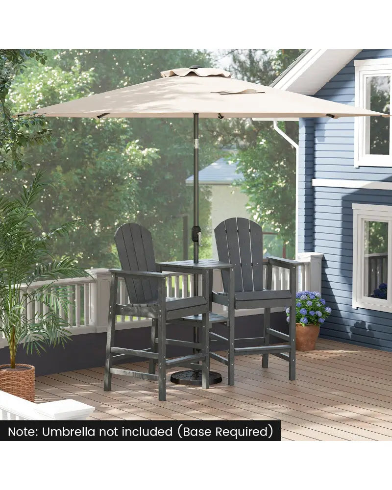 2-Seat Adirondack Chair All-Weather Adirondack Chair with Double Connecting Tray-Gray - Gray - Adirondack Chairs