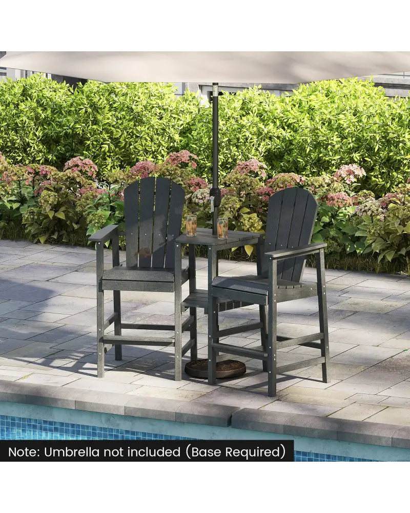 2-Seat Adirondack Chair All-Weather Adirondack Chair with Double Connecting Tray-Gray - Gray - Adirondack Chairs