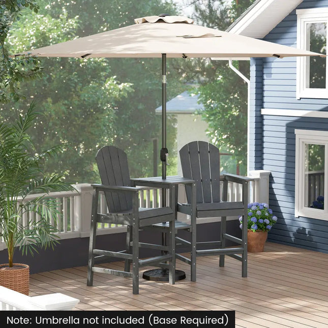 2-Seat Adirondack Chair All-Weather Adirondack Chair with Double Connecting Tray-Gray - Gray - Adirondack Chairs