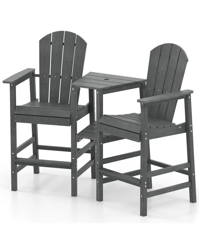 2-Seat Adirondack Chair All-Weather Adirondack Chair with Double Connecting Tray-Gray - Gray - Adirondack Chairs