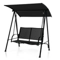 2-Seat Outdoor Canopy Swing with Comfortable Fabric Seat and Heavy-duty Metal Frame-Black - Black - Porch Swings