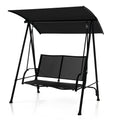 2-Seat Outdoor Canopy Swing with Comfortable Fabric Seat and Heavy-duty Metal Frame-Black - Black - Porch Swings