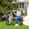 2-Seat Porch Glider with HDPE Back Seat and Steel Frame-Black - Black - Patio Rocking Chairs & Gliders