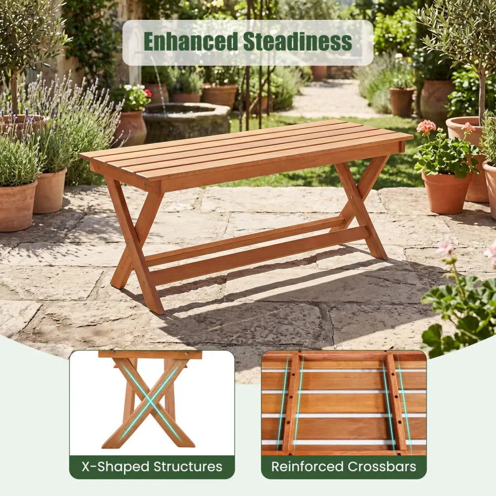 2-Seat Wooden Garden Patio Bench with X-Shaped Legs-1 Piece - Outdoor Benches