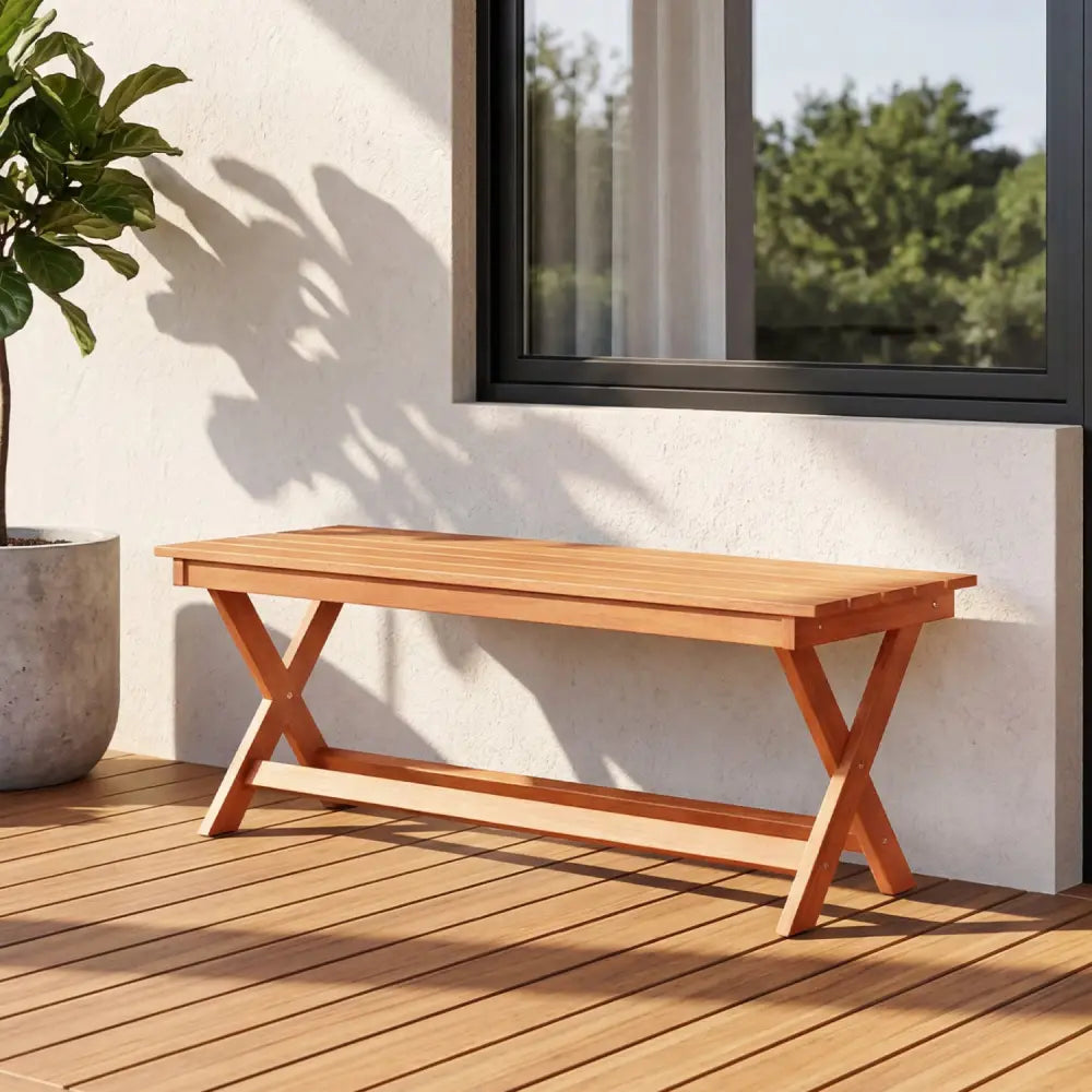 2-Seat Wooden Garden Patio Bench with X-Shaped Legs-1 Piece - Outdoor Benches