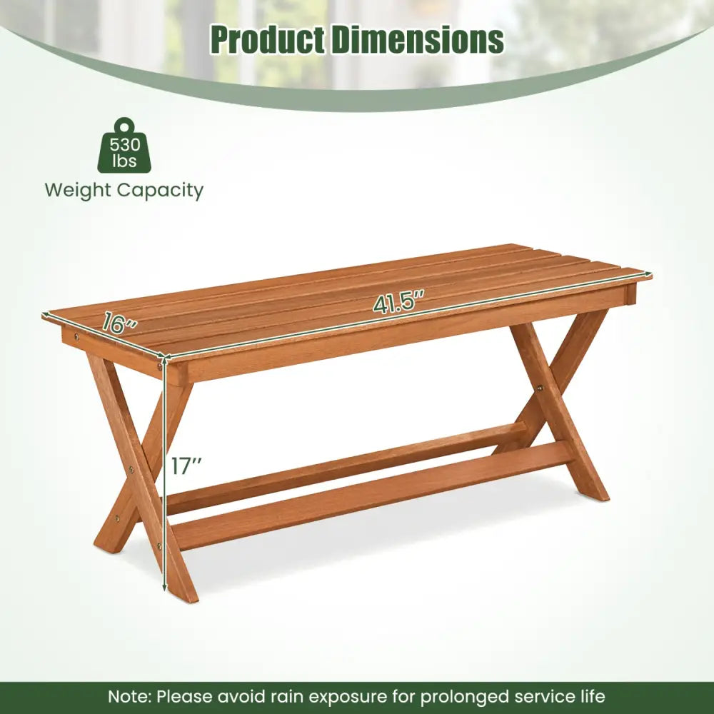 2-Seat Wooden Garden Patio Bench with X-Shaped Legs-1 Piece - Outdoor Benches