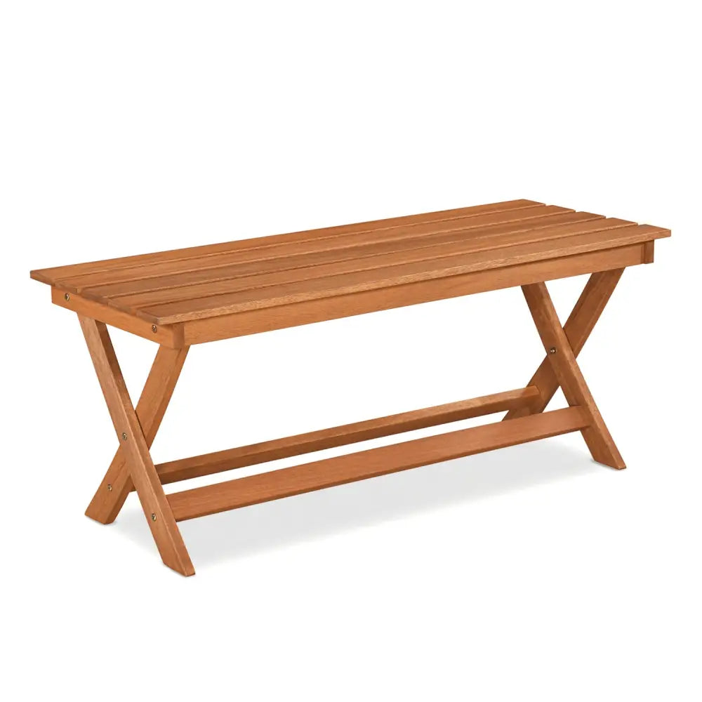 2-Seat Wooden Garden Patio Bench with X-Shaped Legs-1 Piece - Outdoor Benches