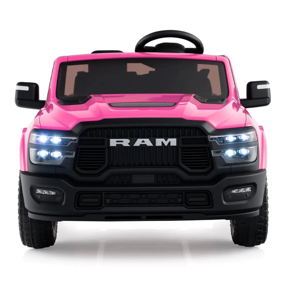 2 Seater 24V Ride on Toy for Big Kids Licensed Ram Truck with Remote and Music-Pink - Pink - Powered Ride On Toys