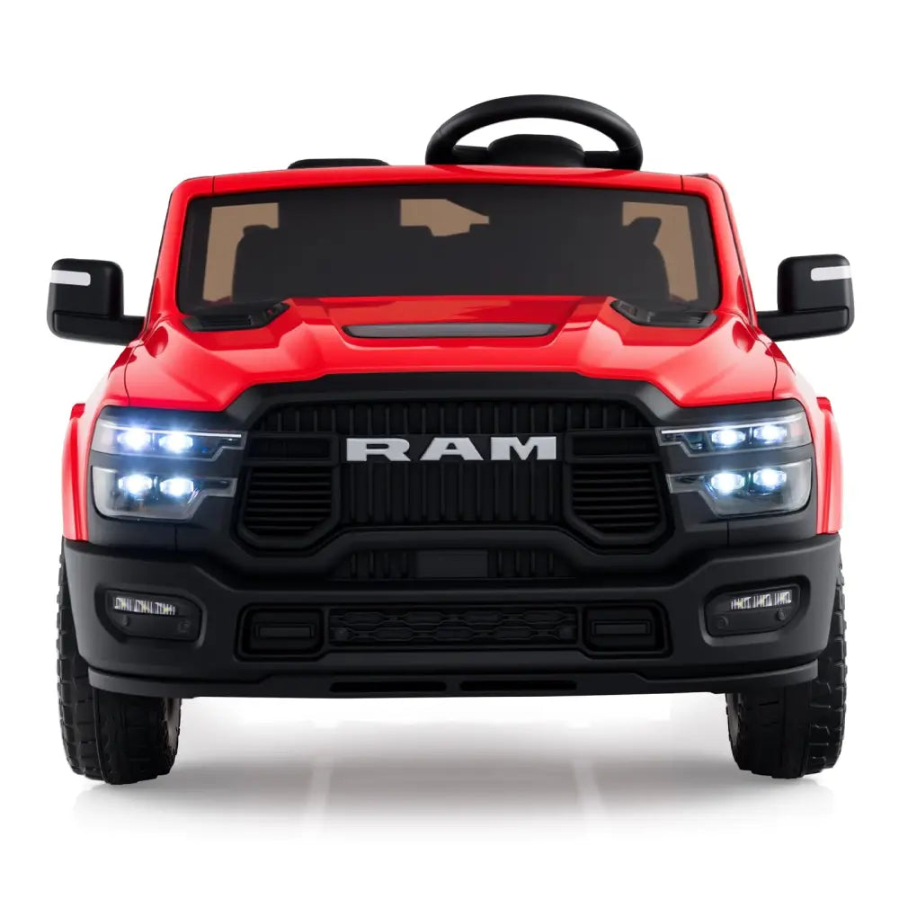 2 Seater 24V Ride on Toy for Big Kids Licensed Ram Truck with Remote and Music-Red - Red - Powered Ride On Toys