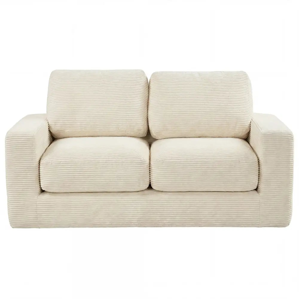 2-Seater Floor Couch Loveseat Foam Sofa with Removable Corduroy Cover-Beige - Beige - Sofas & Loveseats