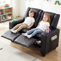 2-Seater Kids Recliner Double Toddler Sofa Chair with 2 Cup Holders-Black - Black - Kids Chairs & Seating