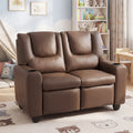 2-Seater Kids Recliner Double Toddler Sofa Chair with 2 Cup Holders-Brown - Brown - Kids Chairs & Seating