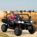 2-Seater Kids Ride On Dump Truck with Dump Bed and Shovel-Black - Black - Powered Ride On Toys