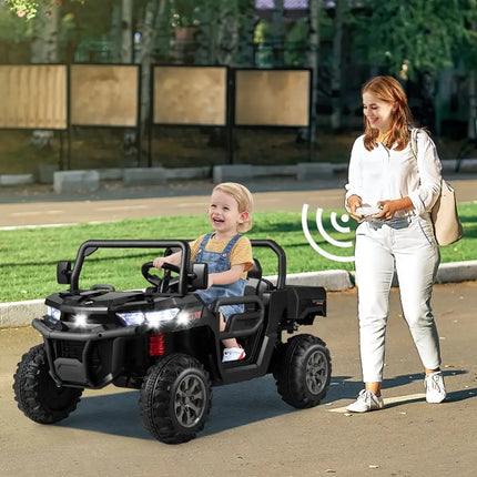 2 - Seater Kids Ride On Dump Truck with Dump Bed and Shovel - Black - Oasis Home Essentials