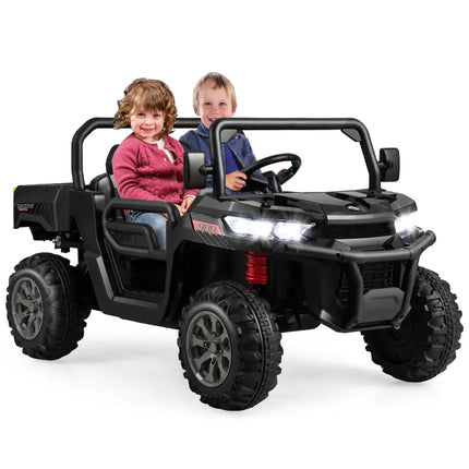 2 - Seater Kids Ride On Dump Truck with Dump Bed and Shovel - Black - Oasis Home Essentials