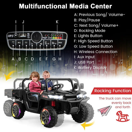 2 - Seater Kids Ride On Dump Truck with Dump Bed and Shovel - Black - Oasis Home Essentials
