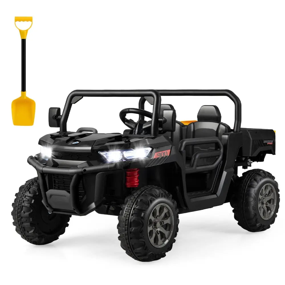 2 - Seater Kids Ride On Dump Truck with Dump Bed and Shovel - Black - Oasis Home Essentials