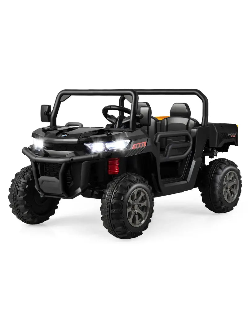 2-Seater Kids Ride On Dump Truck with Dump Bed and Shovel-Black - Black - Powered Ride On Toys