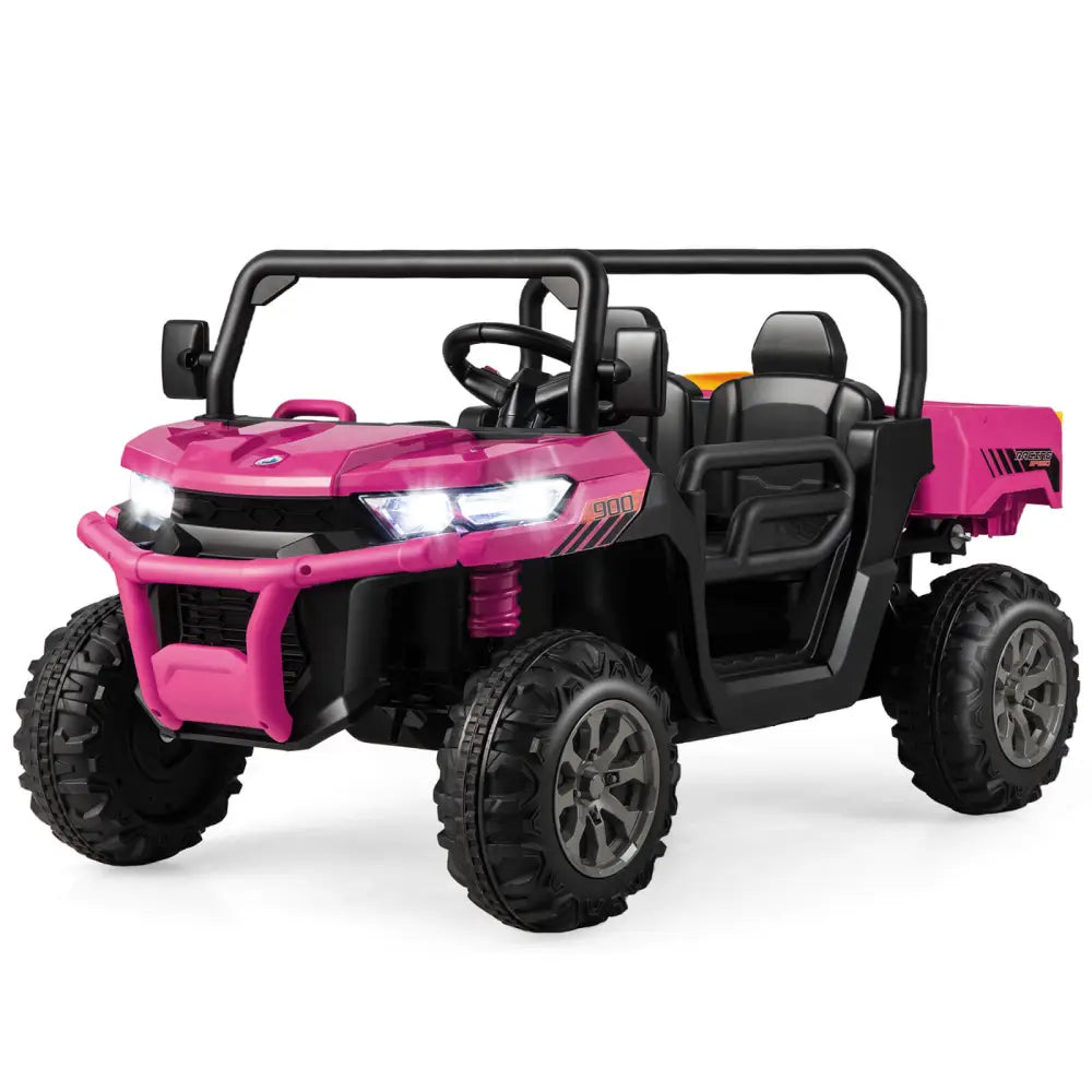 2-Seater Kids Ride On Dump Truck with Dump Bed and Shovel-Pink - Pink - Powered Ride On Toys