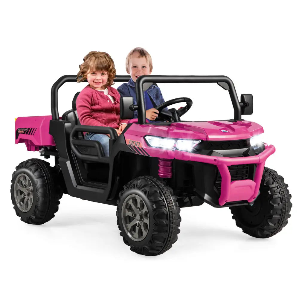 2-Seater Kids Ride On Dump Truck with Dump Bed and Shovel-Pink - Pink - Powered Ride On Toys