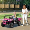 2-Seater Kids Ride On Dump Truck with Dump Bed and Shovel-Pink - Pink - Powered Ride On Toys