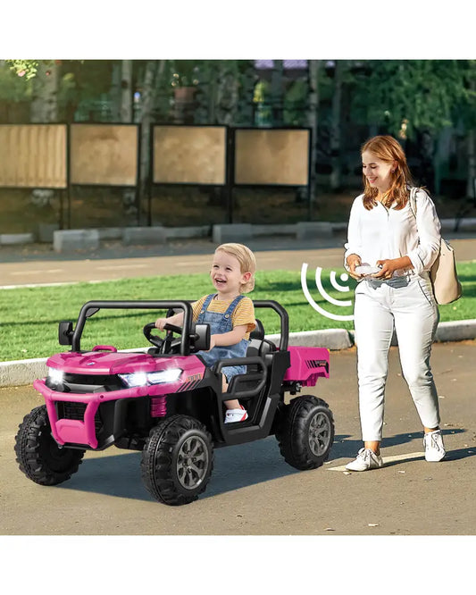 2-Seater Kids Ride On Dump Truck with Dump Bed and Shovel-Pink - Pink - Powered Ride On Toys