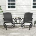 2-Seater Outdoor Glider Bench with 2-Tier Center Table-Black - Black - Patio Rocking Chairs & Gliders