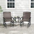 2-Seater Outdoor Glider Bench with 2-Tier Center Table-Brown - Brown - Patio Rocking Chairs & Gliders