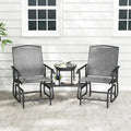 2-Seater Outdoor Glider Bench with 2-Tier Center Table-Gray - Gray - Patio Rocking Chairs & Gliders