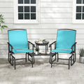 2-Seater Outdoor Glider Bench with 2-Tier Center Table-Turquoise - Turquoise - Patio Rocking Chairs & Gliders