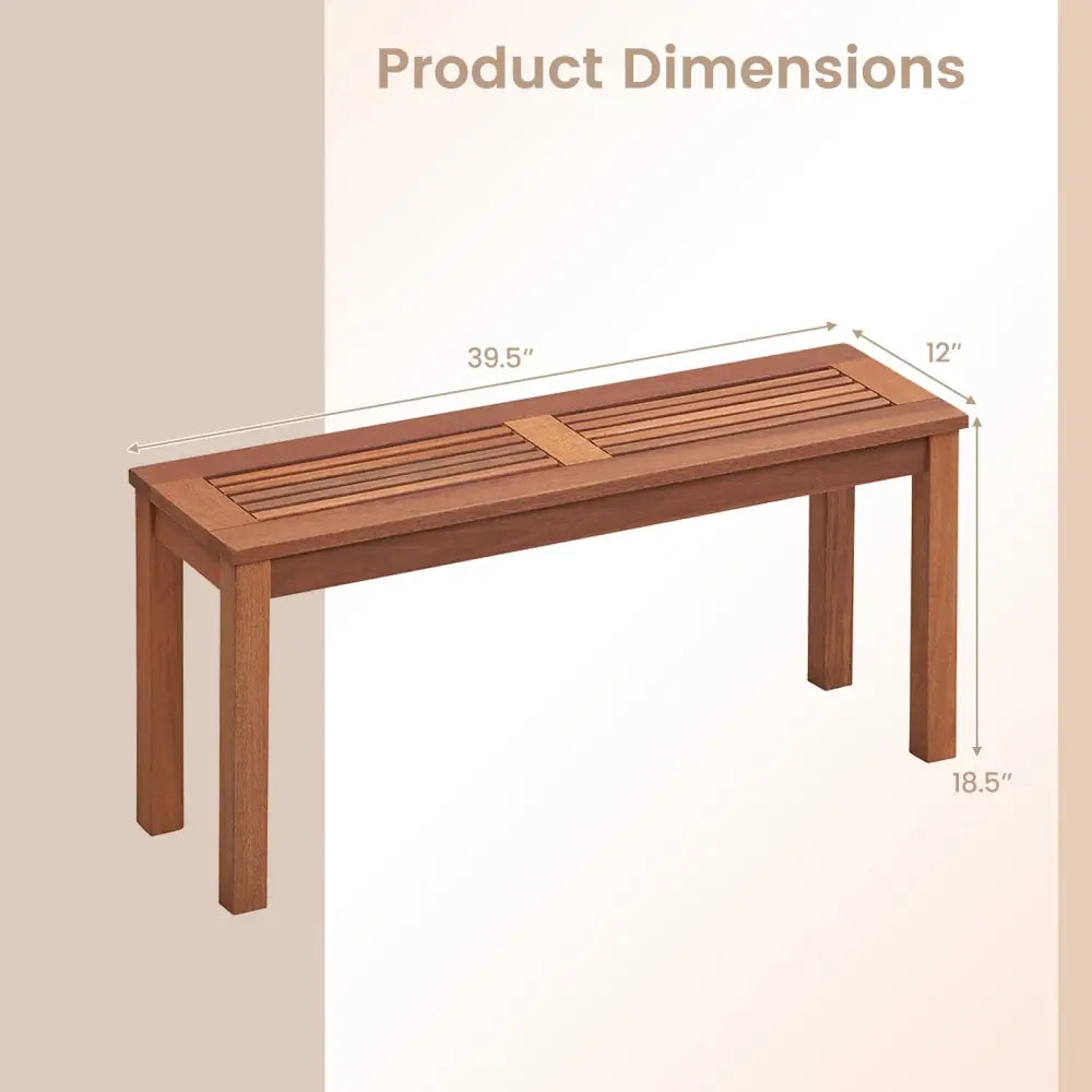 2-Seater Patio Backless Dining Bench with Breathable Slatted Seat - Natural - Outdoor Benches