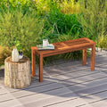 2-Seater Patio Backless Dining Bench with Breathable Slatted Seat - Natural - Outdoor Benches