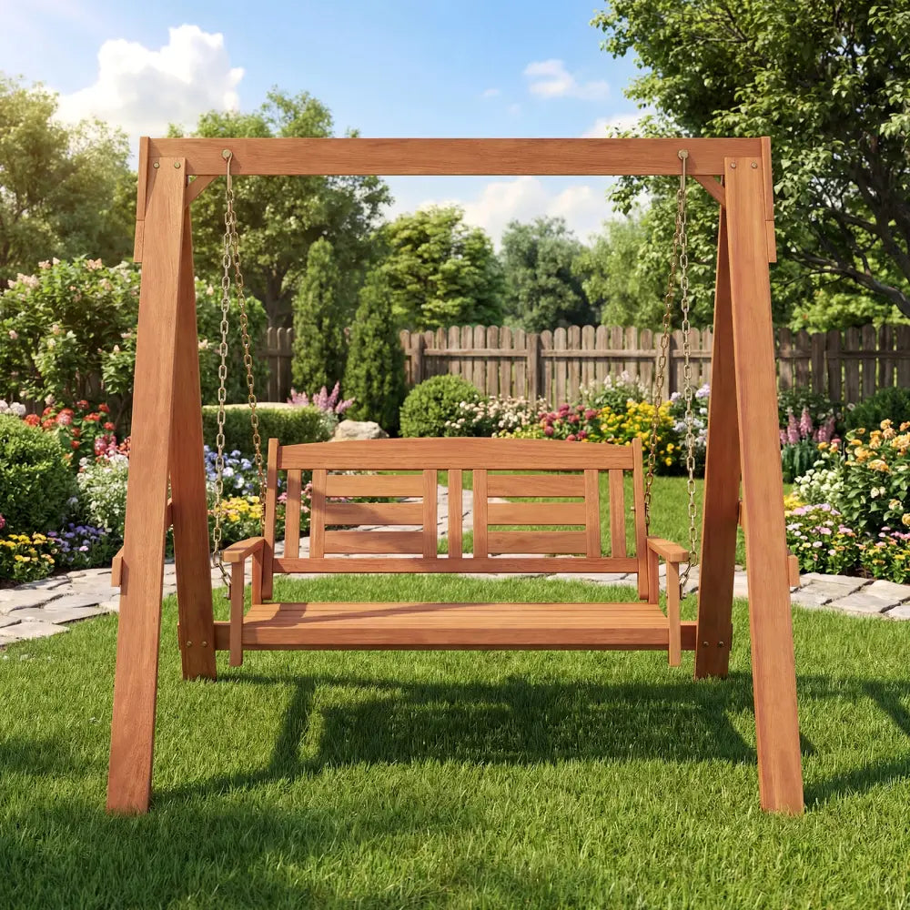 2-Seater Porch Swing with Stand Adjustable Chains - Porch Swings